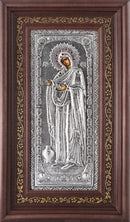 Ξύλινη Εικόνα Κορνίζα με Τζάμι και Χειροποίητο Χρυσό Καμβά Αγιογραφίας - Παναγία Γερόντισσα