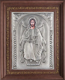 Ξύλινη Εικόνα Κορνίζα με Τζάμι και Χειροποίητο Χρυσό Καμβά Αγιογραφίας - Χριστός Ένθρονος