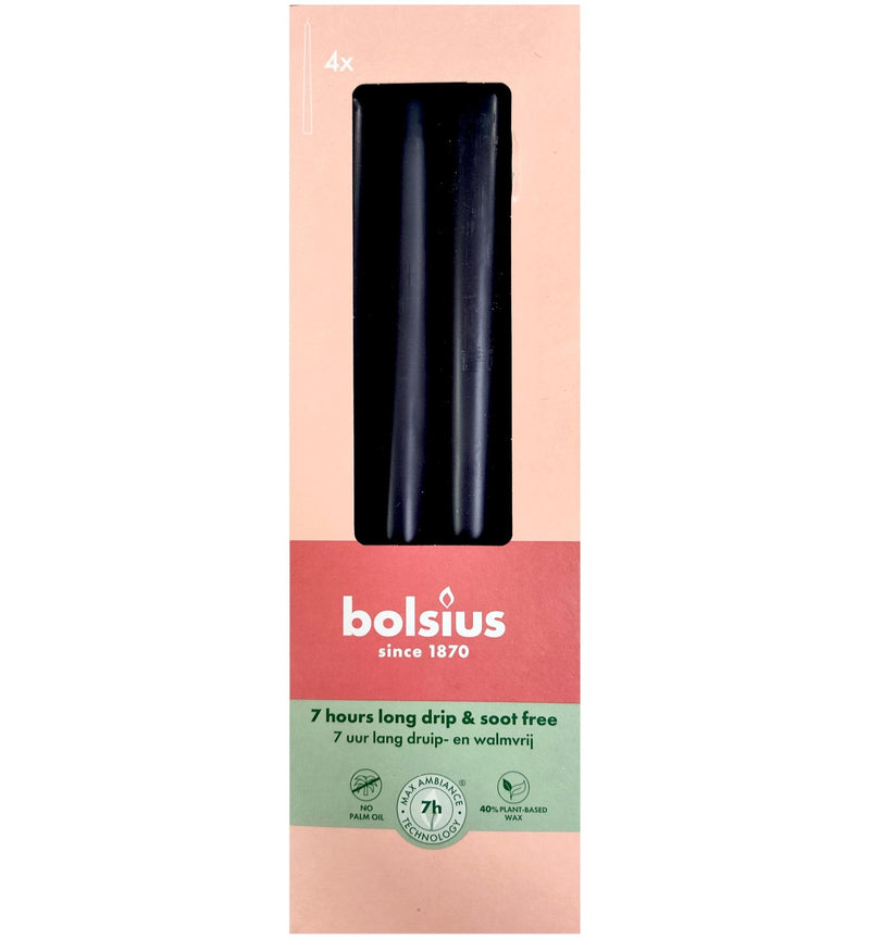 Κεριά Κωνικά Κηροπηγίου (Σπαρματσέτα) 245/24mm Bolsius 4άδα - Stormy Grey