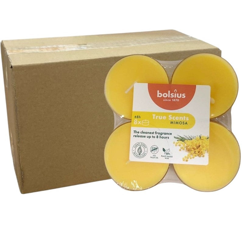 Αρωματικό Ρεσώ 8ωρών Clear Cup Bolsius True Scents 8άδα - Mimosa Κιβώτιο 6τμχ