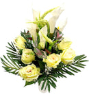 Βάζα για Μνήμα Κρίνοι με Τριαντάφυλλα 20 Κλαδιά (ΤΗΙΜ12143-20) - Λευκό