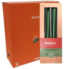 Κεριά Κωνικά Κηροπηγίου με Φυσικό Vegan Κερί 245/24mm Bolsius 4άδα - Πράσινο Μεταλιζέ Κιβώτιο 8Τμχ
