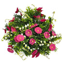 Στεφάνι Παχύφυτο με Λουλούδια 28cm (ΤΗΙΜ21165) - Μπορντό