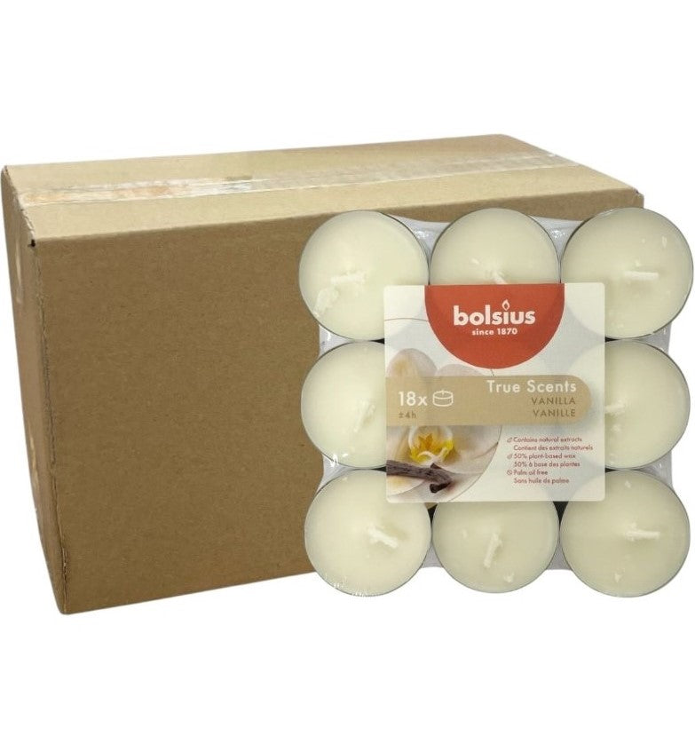 Αρωματικό Ρεσώ 4ωρών Bolsius True Scents 18άδα - Βανίλια Κιβώτιο 8τμχ