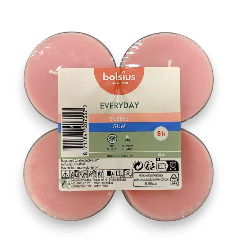 Αρωματικό Ρεσώ 8 Ωρών Clear Cup Bolsius Everyday Two-Tone 4άδα - Τσιχλόφουσκα