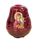 Καντήλι Κεραμικό "Καμπάνα" Yαλόμενο - Mπορντώ