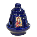 Καντήλι Κεραμικό "Καμπανάκι" Yαλόμενο - Μπλε