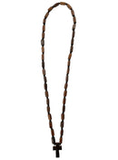 Κρεμαστός Σταυρός Λαιμού Ροζάριο - Kαφέ (ΤΗΙΜ179)