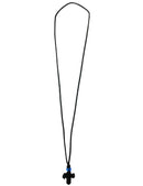 Κρεμαστός Σταυρός Λαιμού Μάλινο - Μαύρο με Μπλε Χάντρα (ΤΗΙΜ201)