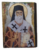 Εικόνα Χειροποίητη Ακανόνιστο ξύλο Μεικτή τεχνική-Άγιος Νεκτάριος