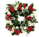 Στεφάνι Τριαντάφυλλο 30cm (ΤΗΙΜ36008) - Κόκκινο με Λευκό
