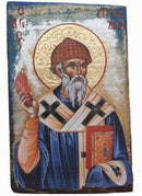 Εικόνα Χειροποίητη Ακανόνιστο ξύλο Μεικτή τεχνική-Άγιος Σπυρίδων