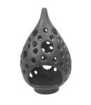 Κεραμικό Υαλόμενο Κηροπήγιο για Ρεσώ Σταγόνα με Κύκλους - Μαύρο