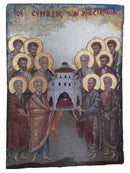 Εικόνα Χειροποίητη Ακανόνιστο ξύλο Μεικτή τεχνική-Σύναξη Αγίων Δώδεκα Αποστόλων