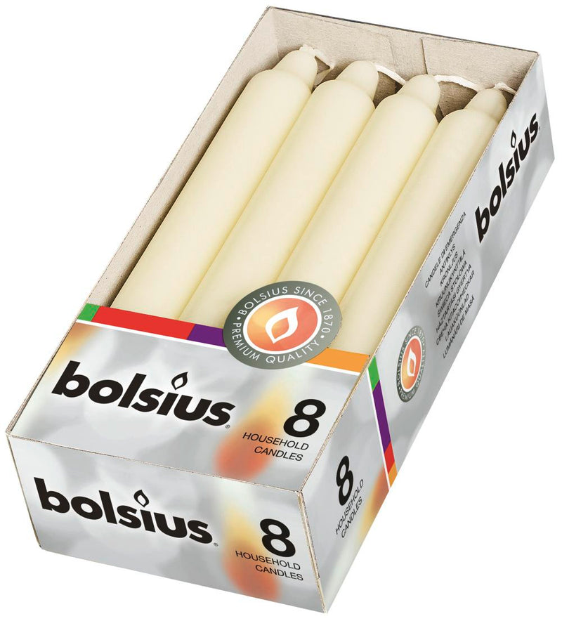 Κεριά Κηροπηγίου (Σπαρματσέτα) 180/21.3mm Bolsius 8άδα - Ιβουάρ (Κιβώτιο 8τμχ)