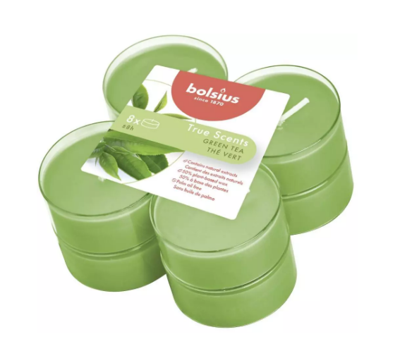 Αρωματικό Ρεσώ 8 Ωρών Clear Cup Bolsius True Scents 8άδα - Green Tea