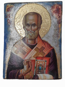 Εικόνα Χειροποίητη Ακανόνιστο ξύλο Μεικτή τεχνική-Άγιος Νικόλαος