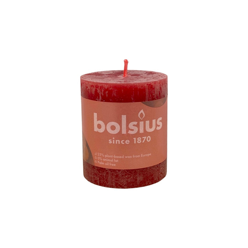 Κερί Κορμός Ρουστίκ Bolsius 80/68mm-Delicate Red