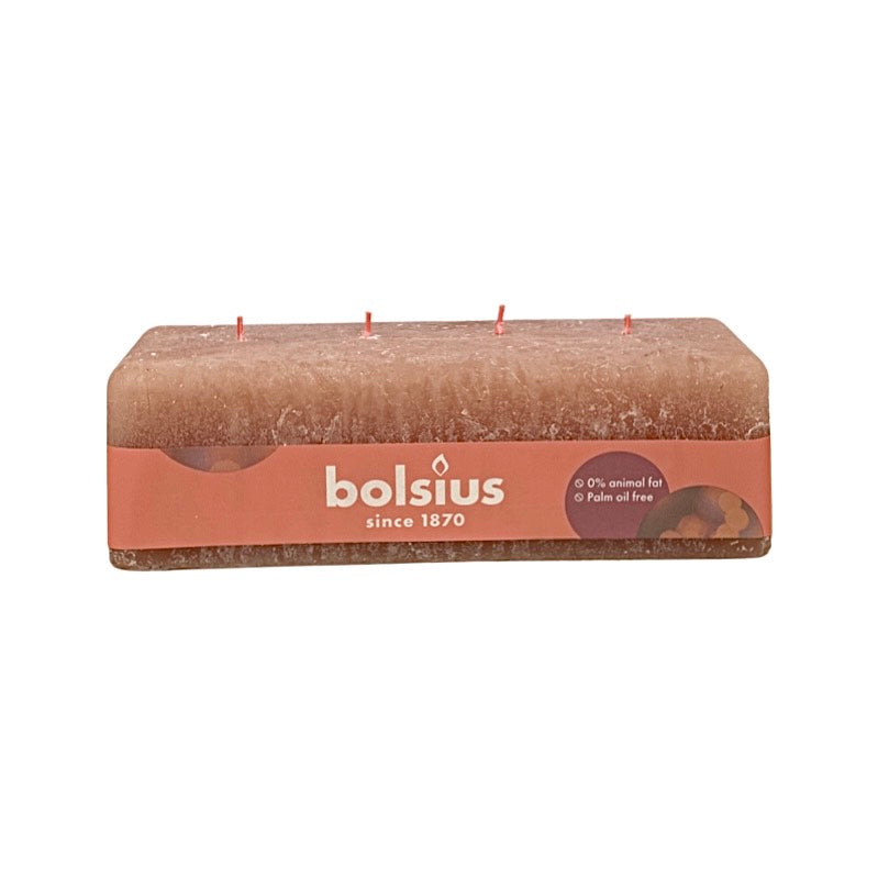 Κερί Κορμός Ρουστίκ 4 Φυτίλια Bolsius 80/90/250mm-Creamy Caramel