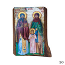 Εικόνα Χειροποίητη Ακανόνιστο ξύλο Μεικτή τεχνική-Άγιοι Ραφαήλ, Νικόλαος και Ειρήνη