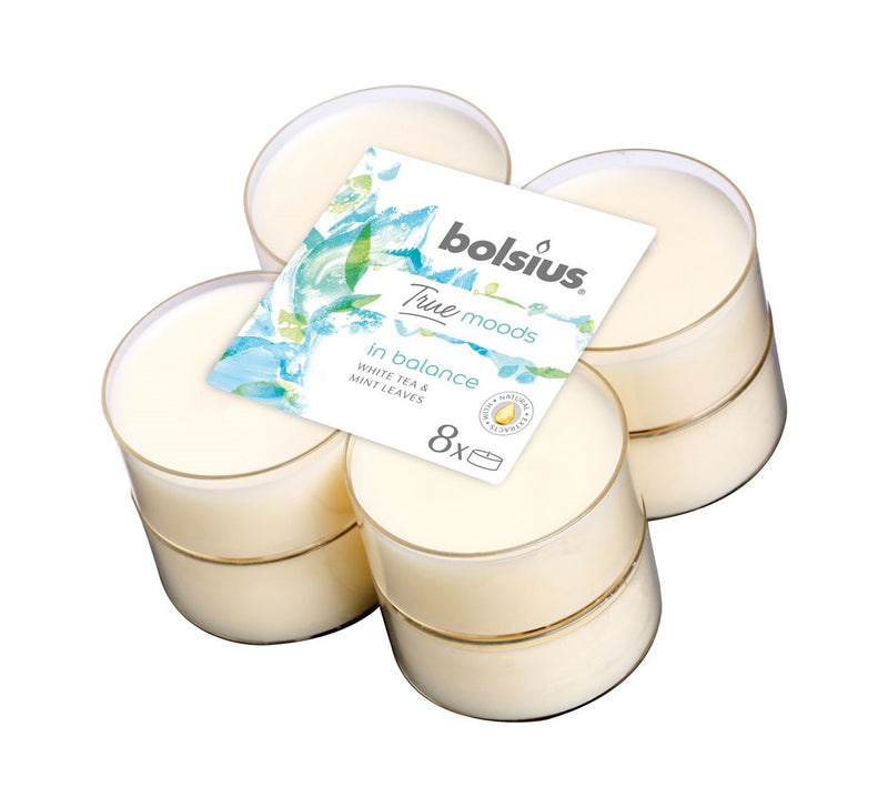 Αρωματικό Ρεσώ 8 Ωρών Clear Cup Bolsius True Moods 8άδα - White Tea & Mint Leaves