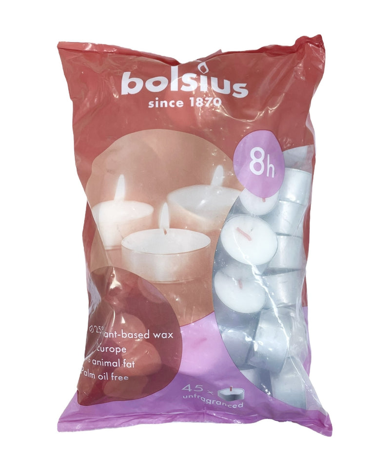 Ρεσώ 45άδα Bolsius 8 Ωρών - Λευκό (Κιβώτιο 6τμχ)