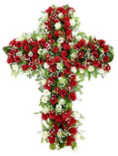 Στεφάνι Σταυρός Τριαντάφυλλο 50cm (ΤΗΙΜ36022) - Κόκκινο
