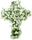 Στεφάνι Σταυρός Τριαντάφυλλο 50cm (ΤΗΙΜ36022) - Λευκό