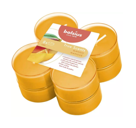 Αρωματικό Ρεσώ 8 Ωρών Clear Cup Bolsius True Scents 8άδα - Mango