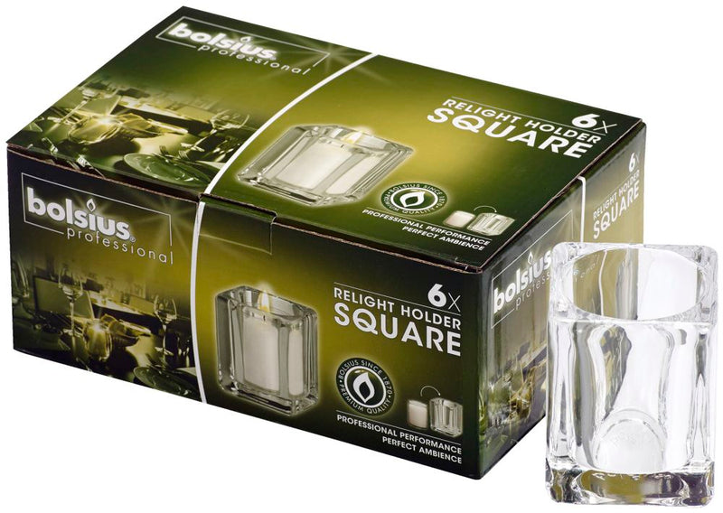 Κηροπήγιο Γυάλινο Τετράγωνο Bolsius για Ρεσώ 65/58mm - "Square"